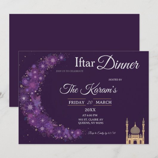 Invitation à la soirée Iftar du Ramadan à la mosqu (Devant / Derrière)