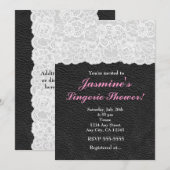 Invitation à la soirée Lace blanche et cuir noir (Devant / Derrière)