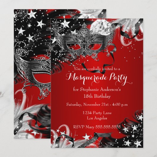 Invitation à la soirée magique de masquerade à éti (Devant / Derrière)