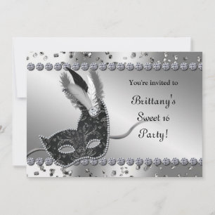 Invitation à la soirée masquée argent et noir