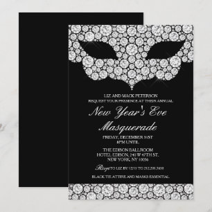 Invitation à la soirée masquée du Nouvel An NYE