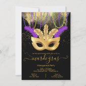 Invitation à la soirée masquée Mardi Gras Or (Devant)