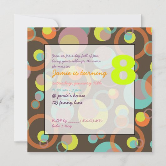 Invitation à la soirée Mod Bubbles (Dos)