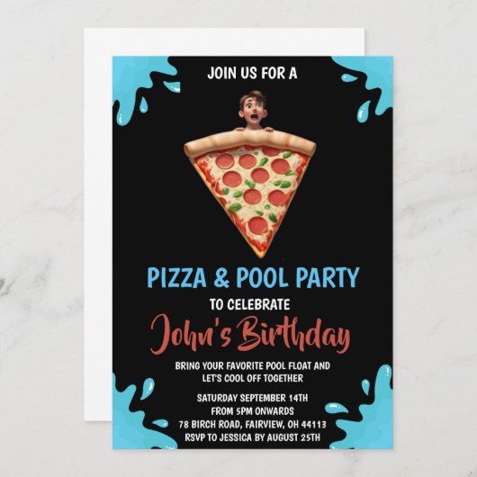 invitation à la soirée pizza pool (Devant / Derrière)