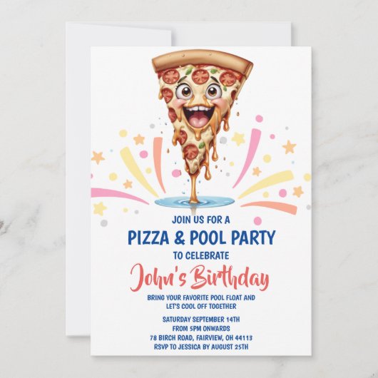 invitation à la soirée pizza pool (Devant)