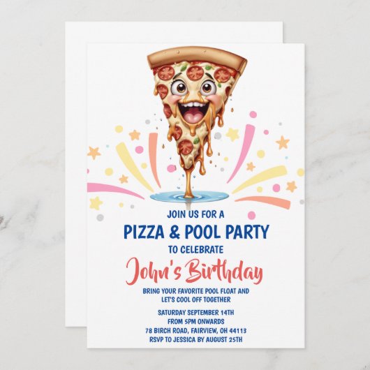 invitation à la soirée pizza pool (Devant / Derrière)