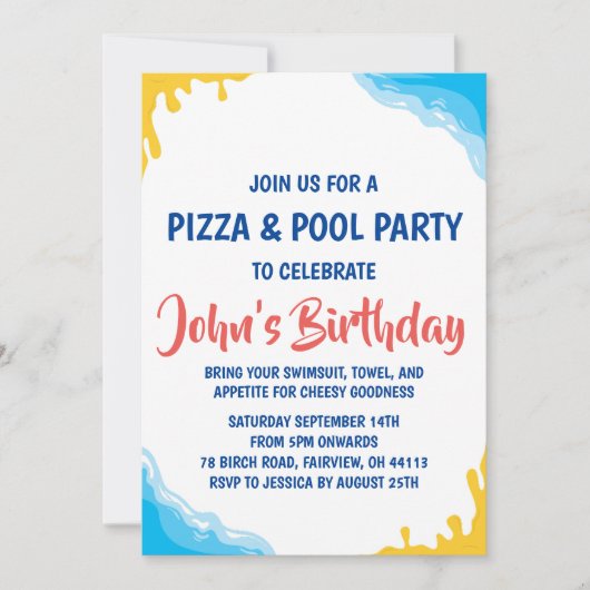 invitation à la soirée pizza pool (Devant)