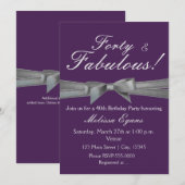 Invitation à la soirée Purple & Silver Bow (Devant / Derrière)