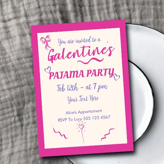 Invitation à la soirée pyjama de la Saint-Galentin