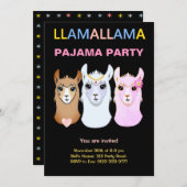 Invitation à la soirée Pyjama Llama (Devant / Derrière)