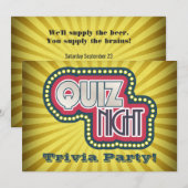 Invitation à la soirée quiz de trivia (Devant / Derrière)