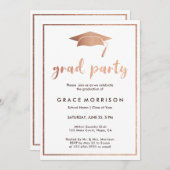 Invitation à la soirée Rose de graduation en or (Devant / Derrière)