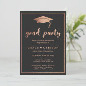 Invitation à la soirée Rose Gold Black Graduation  (Debout devant)