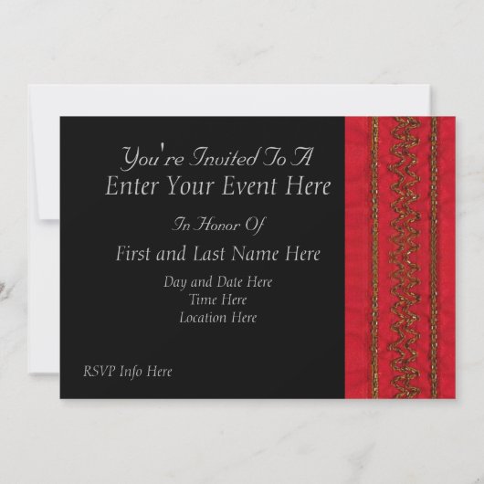 Invitation à la soirée rouge et noir (Dos)