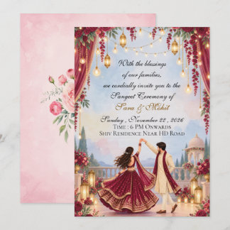 Invitation à la soirée Sangeet de mariage indien