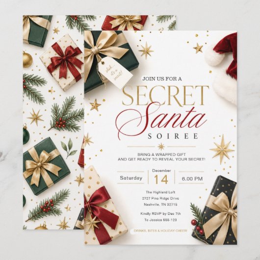 Invitation à la Soirée Secret Santa (Devant / Derrière)