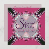 Invitation à la soirée spéciale Pink Diva Princess (Devant / Derrière)