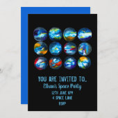 Invitation à la soirée thème Espace pour enfants (Devant / Derrière)