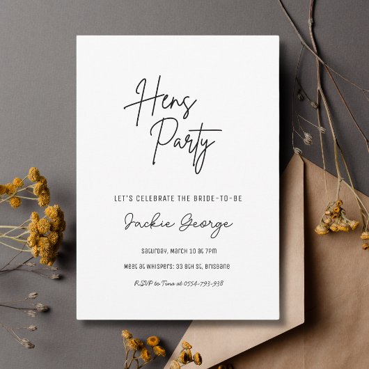 Invitation à la soirée White Black Simple Hens