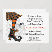 Invitation à la sorcière d'Halloween (Devant / Derrière)