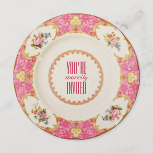 Invitation à la Tea Party anglaise Pink Vintage Ho