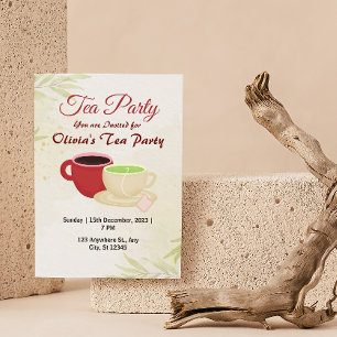 Invitation à la Tea Party d'Olivia blanche et vert