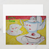 Invitation à la Teapot, Cup et Cake Party (Devant / Derrière)
