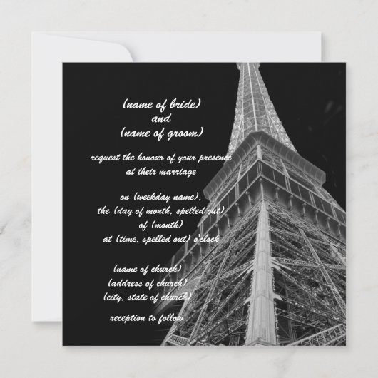 invitation à la tour eiffel (Devant)