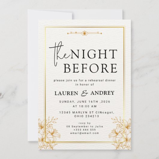 Invitation à la veille du mariage (Devant)