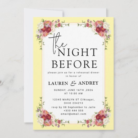 Invitation à la veille du mariage (Devant)