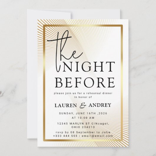 Invitation à la veille du mariage (Devant)