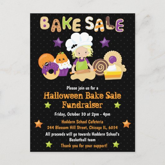 Invitation à la vente de pâtisseries d'Halloween (Devant)