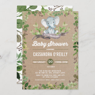 Invitation à la verdure des Baby showers d'éléphan
