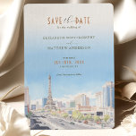 Invitation à l'achat à jour pour Vegas Skyline<br><div class="desc">Annoncez votre journée spéciale de la manière la plus excitante avec notre invitation Save-the-Date "Vibrant Vegas Skyline". Cette carte capte l'essence de Las Vegas avec une étonnante aquarelle représentant les célèbres monuments de la ville, dont un clin d'oeil ludique à la Tour Eiffel à Paris Las Vegas. La palette est...</div>