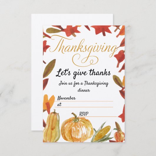 Invitation à l'action de grâce avec RSVP (Devant / Derrière)