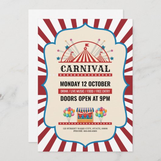 Invitation à l'affiche du Carnaval (Devant / Derrière)