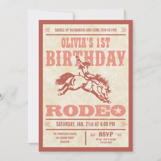 Invitation à l'affiche du rodéo d'anniversaire de  (Devant)