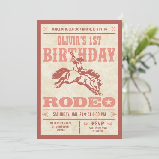 Invitation à l'affiche du rodéo d'anniversaire de  (Debout devant)
