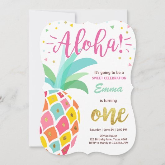 Invitation à l'ananas Tropical Luau Hawaii (Devant)