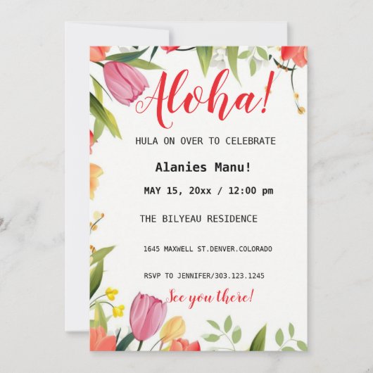 Invitation à l'anniversaire (Devant)