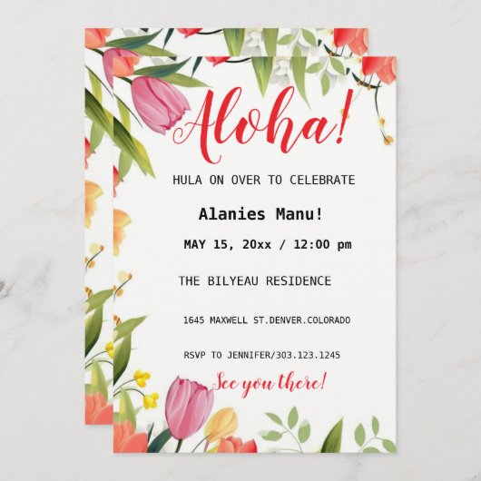 Invitation à l'anniversaire (Devant / Derrière)