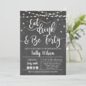 Invitation à l'anniversaire 40e anniversaire Buvez (Debout devant)