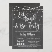 Invitation à l'anniversaire 40e anniversaire Buvez (Devant / Derrière)