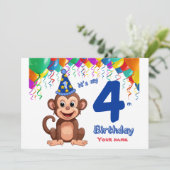 Invitation à l'anniversaire 4, fête des singes Per (Debout devant)
