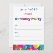 Invitation à l'anniversaire 4, fête des singes Per (Dos)