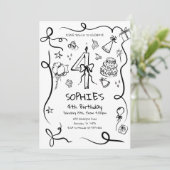 Invitation à l'anniversaire 4, main tirée 4e anniv (Debout devant)