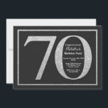 Invitation à l'anniversaire 70th Silver Parties sc<br><div class="desc">Invitation du 70e anniversaire. Parties scintillant Noir et Argent Invitation de fête d'anniversaire avec Arrière - plan Chalkboard. Anniversaire surprenant. Anniversaire adulte. Fête Anniversaire Bash pour hommes ou femmes. Pour plus de personnalisation,  cliquez sur le bouton "Customiser" et utilisez notre outil de conception pour modifier ce modèle.</div>