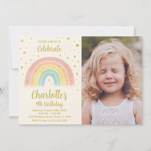 Invitation à l'Anniversaire Arc-en-ciel moderne av (Devant)