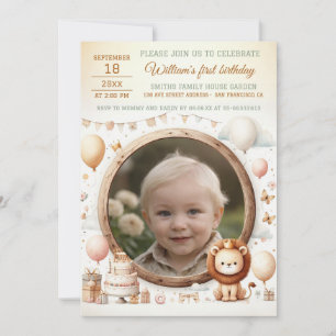 Invitation à l'anniversaire avec un lionceau Cadre