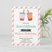 Invitation à l'anniversaire Boba milktea (Debout devant)